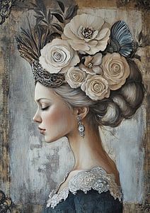 Femme avec une couronne de fleurs