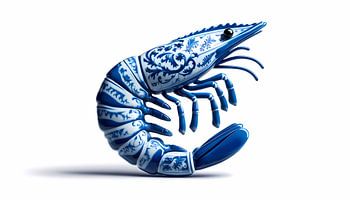 Garnaal in  Delfts Blauw.
