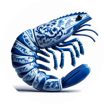 Garnaal in  Delfts Blauw.