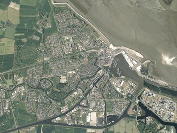 Luchtfoto van Delfzijl van Maps Are Art