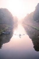 Aviron dans le brouillard du matin