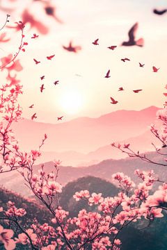 Bloeiende zonsopgang van Poster Art Shop