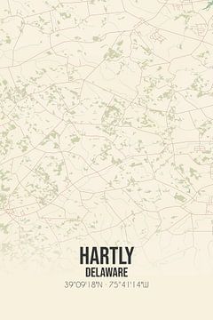 Vintage landkaart van Hartly (Delaware), USA. van MijnStadsPoster