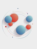 Circular movement in blue and red on grey