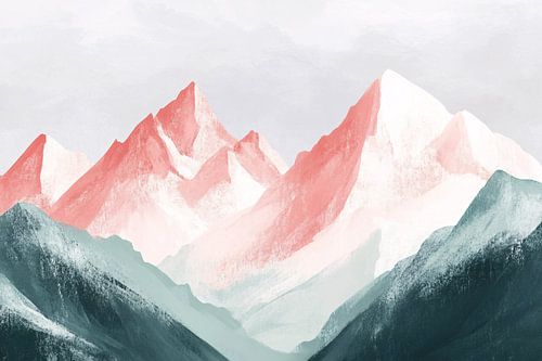 Pastelkleurige bergen in minimalisme