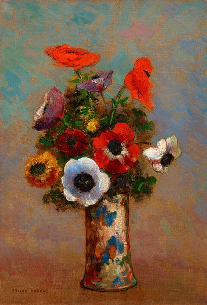 Stilleven met anemonen, Odilon Redon von Meisterhafte Meister