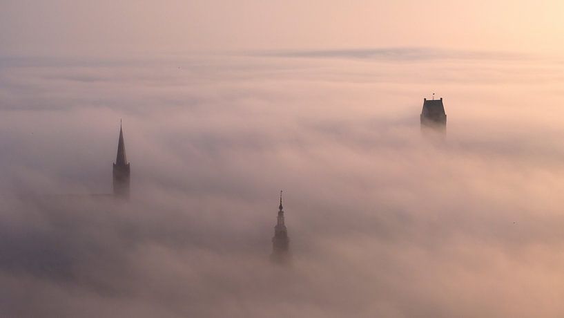 &quot;Martini Church of Bolsward: Mystical Sunrise in the Mist&quot; by Ewold Kooistra