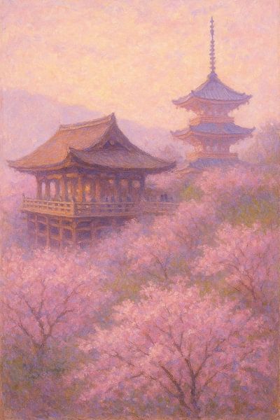 Kyoto – Temple in Spring Mist by Travel Shop