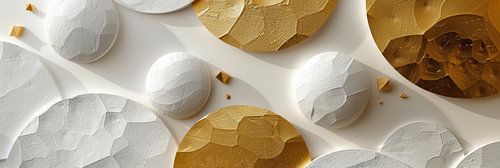 3D moderne kunst in goud en wit als panorama