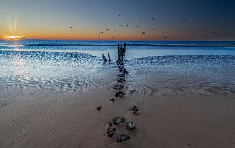 Poles at the Kerf with sunset by peterheinspictures