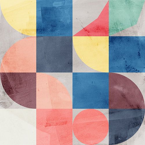 Abstracte geometrische kunst in retrostijl. Kleurrijke vormen IV.