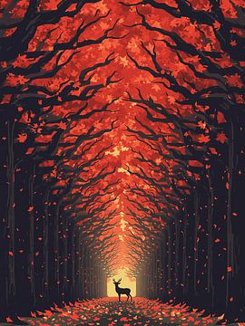 Hirsch im roten Baum von Giandra Safaraz