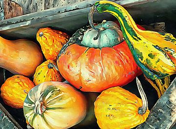 Harvest Gourds and Pumpkins van Dorothy Berry-Lound