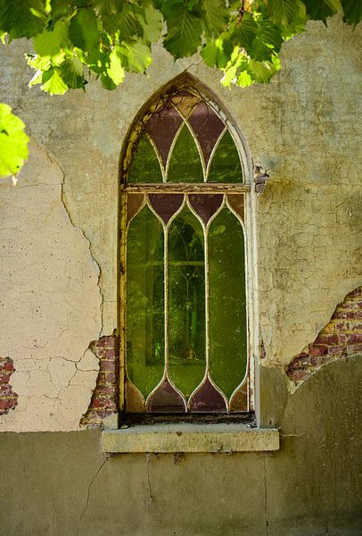 Antiek glas in lood venster van Martine Moens