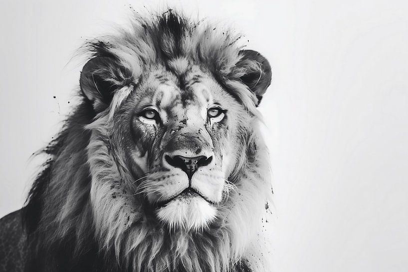 Monochrome lion by NJ Midnight Studio