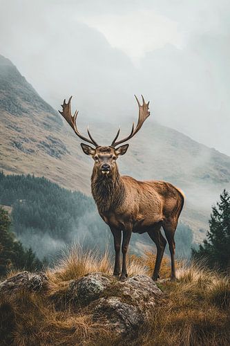 Majestätischer Hirsch in der Wildnis