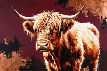 Expressief schilderij van Schotse hooglander van Art & Soul Creations