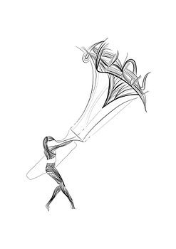 Poster Kitesurfer - Kitesurf-Star - schwarz-weiß