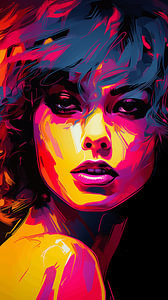 Porträt einer Frau, farbenfrohes Pop-Art-Design, vertikal