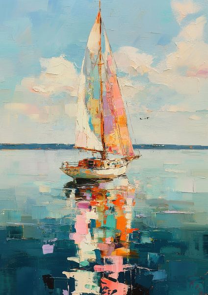 Sailing boat on the calm sea by Niklas Maximilian