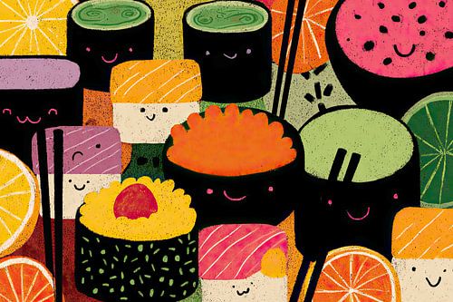 Japanisches Sushi mit einem Lächeln von Vlindertuin-Art