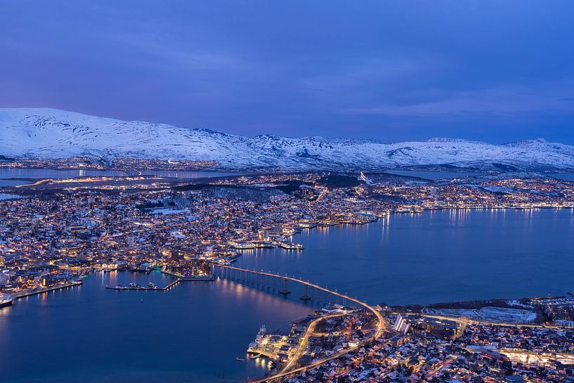 Tromso blue hour from Fjelheisen by Margreet Riedstra
