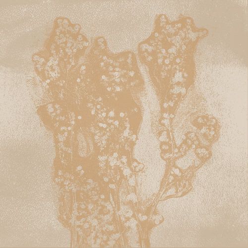 Delicate bloemen. Wabi-sabi botanische kunst in zand, wit, oker