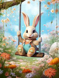 Vrolijk konijn voor kinderkamer