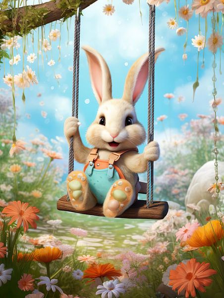 Cheerful rabbit for children's room by PixelPrestige
