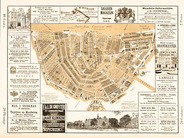 Karten von Amsterdam 1883 Sepia