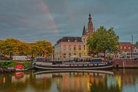 Breda city with rainbow