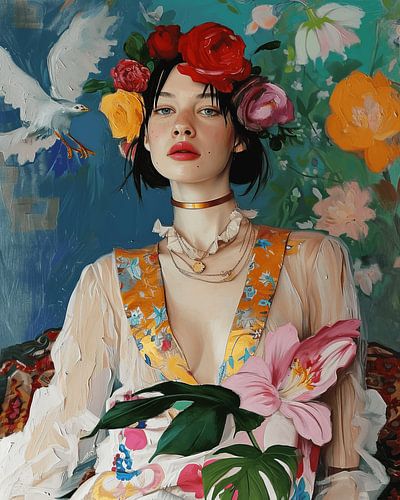 Super kleurrijk portret, illustratie