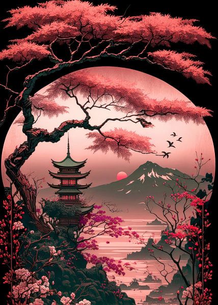 La canopée cramoisie au-dessus de Fuji par P U F F Y