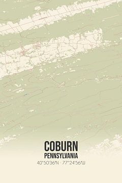 Vintage landkaart van Coburn (Pennsylvania), USA. van Rezona