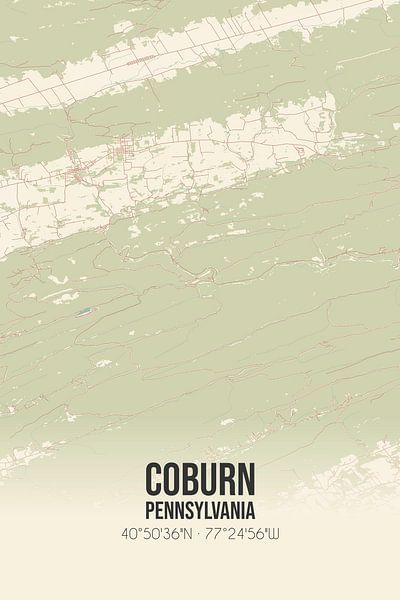 Vintage map of Coburn (Pennsylvania), USA. by Prints of Place
