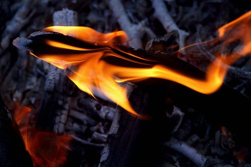 Close-up van een kampvuur