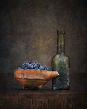 Still life with bottle and blueberries by Umberto Giorgio