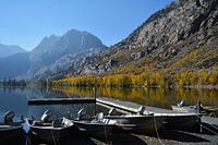 Herbstfarben an einem Bergsee in Kalifornien