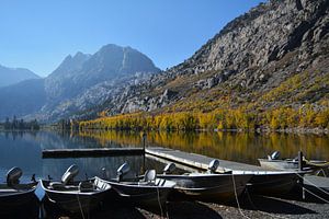 Herbstfarben an einem Bergsee in Kalifornien