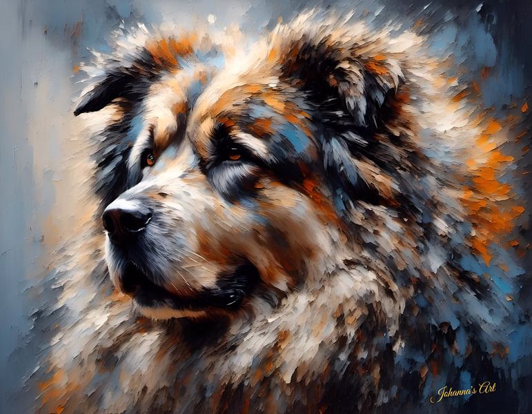 Unleash Majesty: A Captivating Caucasian Shepherd Dog Portrait 1 by Johanna's Art by Johannas Art Creations