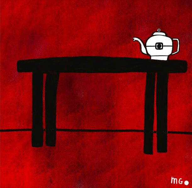 Modern. Abstract. Waiting. White teapot van Martin Groenhout