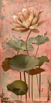 Lotus met oud roze achtergrond van Lauri Creates