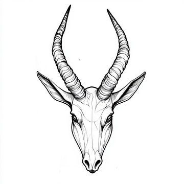 Antilope hoofdtekening van Poster Art Shop