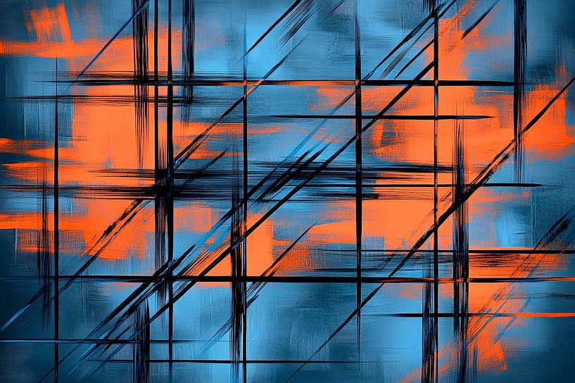 Motif abstrait futuriste en bleu par Poster Art Shop