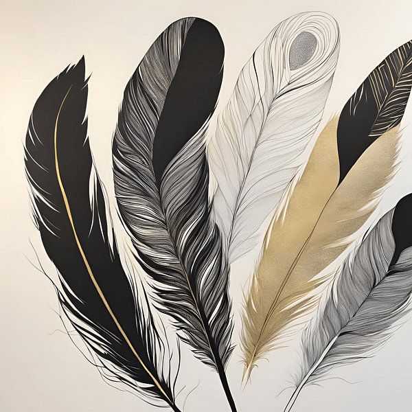 Plumes d'or abstraites par CanvasbyCaro