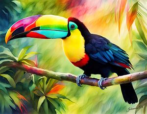 Prachtige vogels van de wereld - Keel-billed Toucan van Johanna's Art