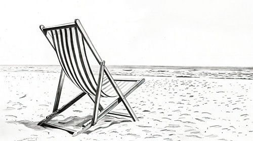 Lege strandstoel op een rustig zandstrand