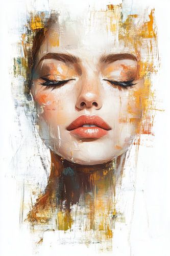 Stunning Abstract Impression Female Face by Beeld Creaties Ed Steenhoek | Photography and Artificial Images