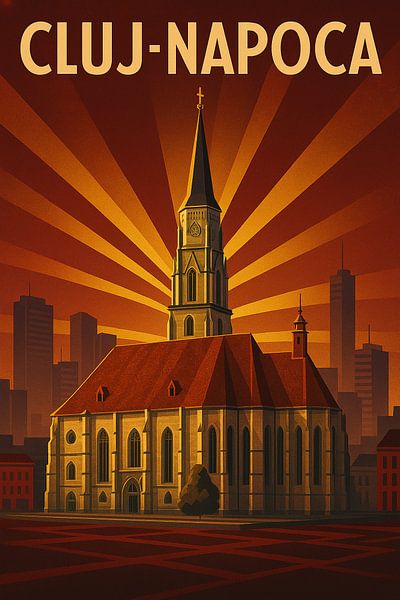Cluj-Napoca St. Michael&#039;s Church - Gothic Vintage Poster par Travel Shop