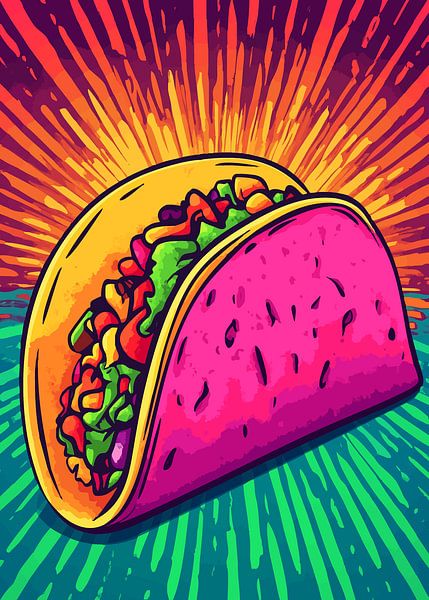 Bunte Taco-Explosion mit Sonnenstrahlen von Pixelbull Design